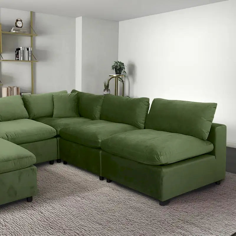 Aksamitna sofa modułowa Yannie w stylu Mid-Century Modern