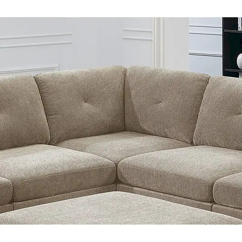 Modułowa sekcyjna sofa chenille w kolorze camelowym