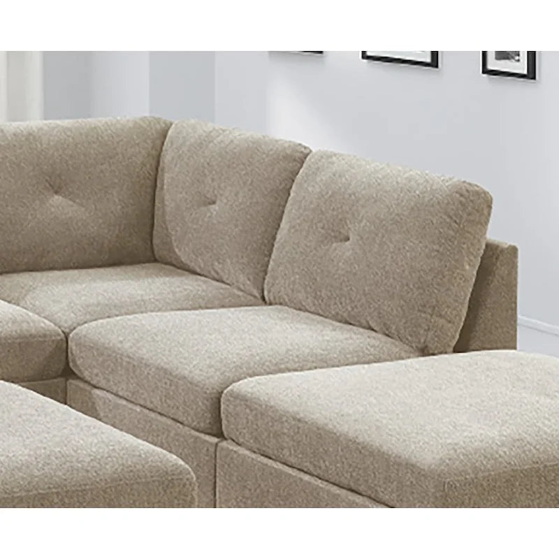 Modułowa sekcyjna sofa chenille w kolorze camelowym