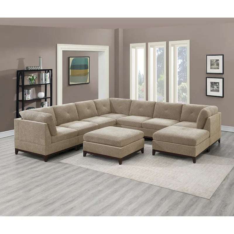 Modułowa sekcyjna sofa chenille w kolorze camelowym