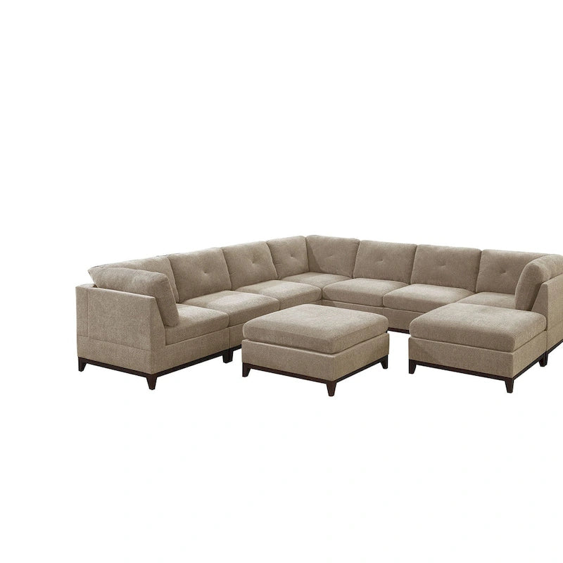 Modułowa sekcyjna sofa chenille w kolorze camelowym