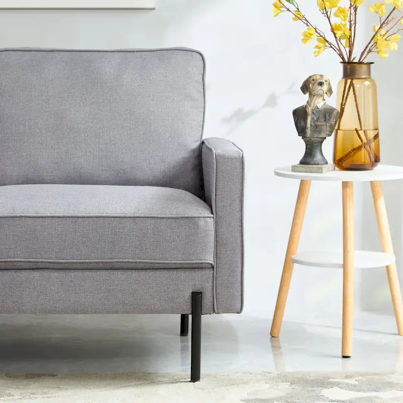 Snowhill 57W Nowoczesna dwuosobowa sofa z lnu, nogi z matowego czarnego metalu