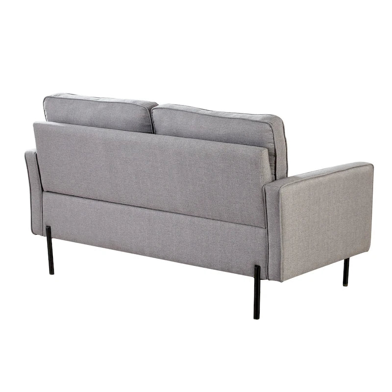 Snowhill 57W Nowoczesna dwuosobowa sofa z lnu, nogi z matowego czarnego metalu