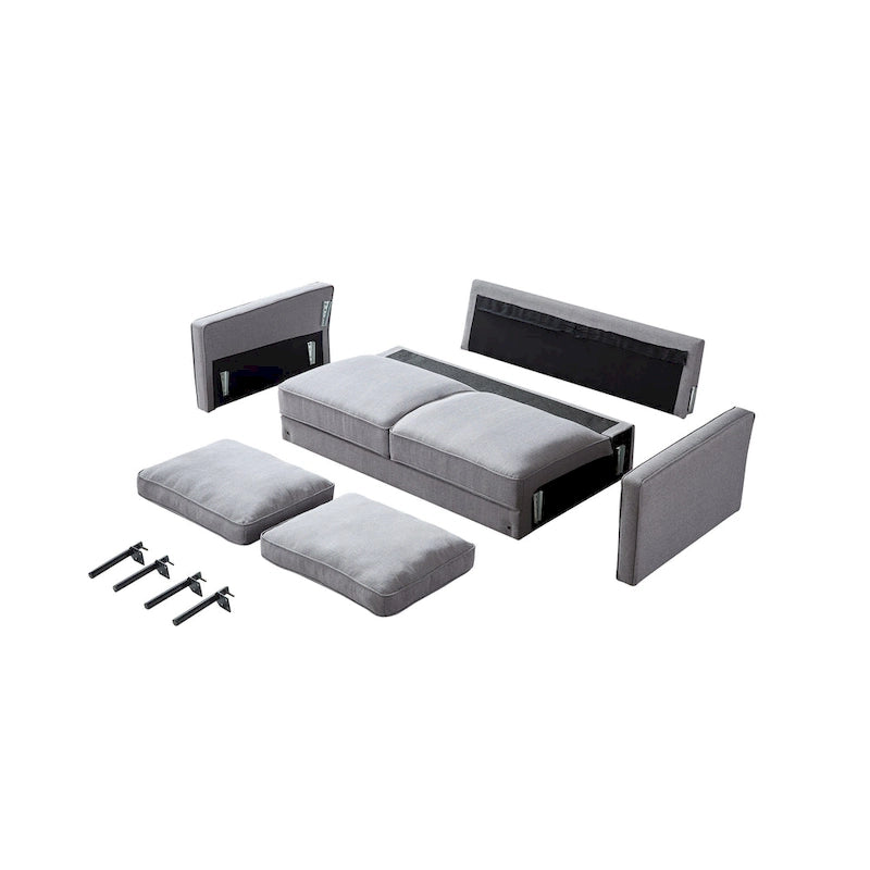 Snowhill 57W Nowoczesna dwuosobowa sofa z lnu, nogi z matowego czarnego metalu