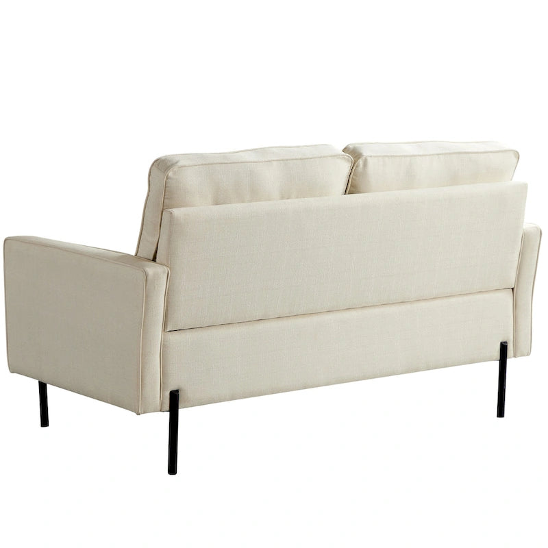 Snowhill 57W Nowoczesna dwuosobowa sofa z lnu, nogi z matowego czarnego metalu