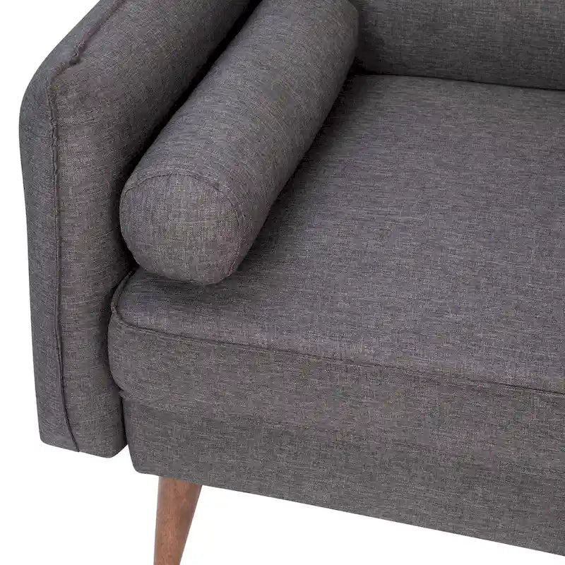 Causeuse compacte en similicuir avec pieds en bois