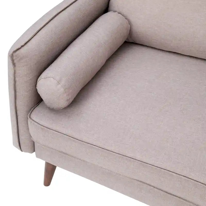 Causeuse compacte en similicuir avec pieds en bois
