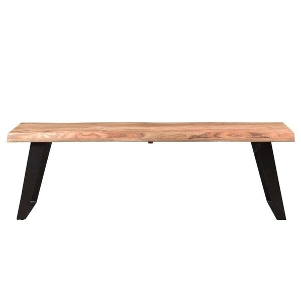 Ręcznie wykonana ławka 50 Sheesham Wood Live Edge (Indie) - 50 x 16 x 18