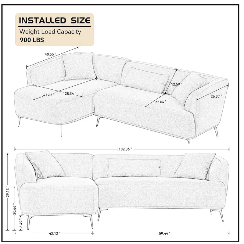 Williamspace 102 narożna sofa modułowa w kształcie litery L