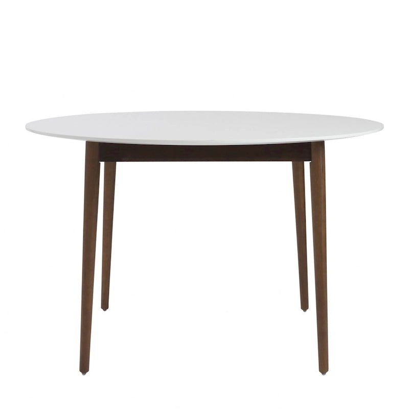 HomeRoots Table à manger arrondie 47, blanche et marron