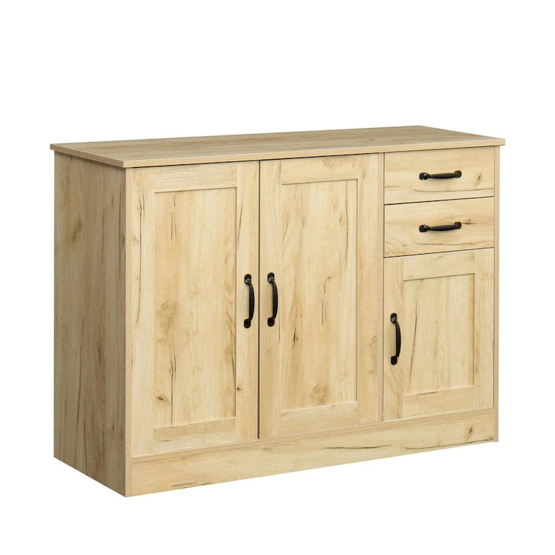 Nowoczesny drewniany bufet/komoda z 2 drzwiami i 1 schowkiem oraz 2 szufladami - Szafka do przechowywania do przedpokoju z drzwiami - Konsola do jadalni