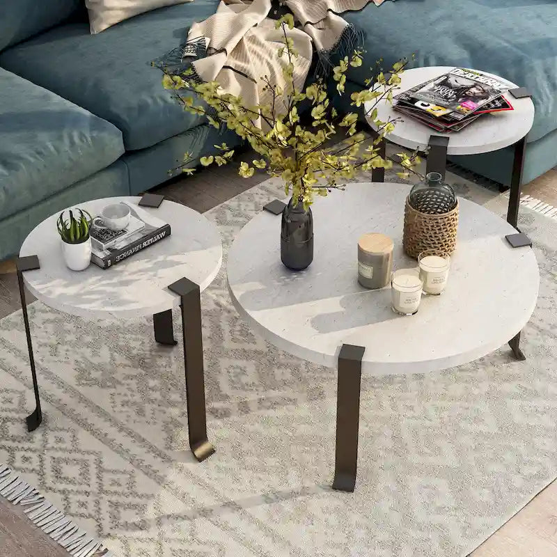 Ensemble de 3 tables basses et tables d'appoint rondes en acier de 41 pouces Moril Transitional par Furniture of America