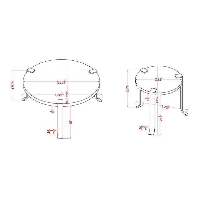 Ensemble de 3 tables basses et tables d'appoint rondes en acier de 41 pouces Moril Transitional par Furniture of America