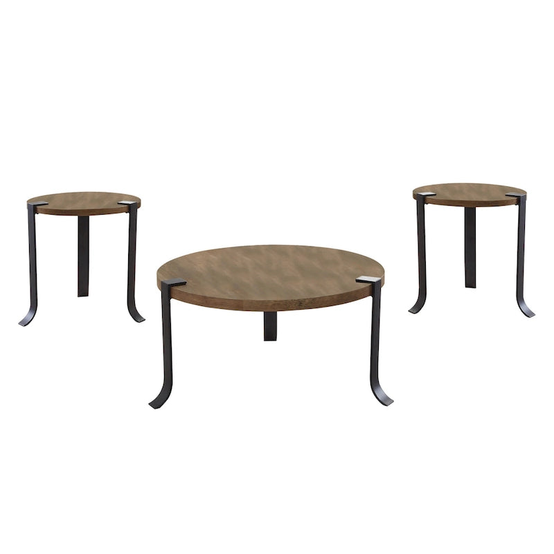 Ensemble de 3 tables basses et tables d'appoint rondes en acier de 41 pouces Moril Transitional par Furniture of America