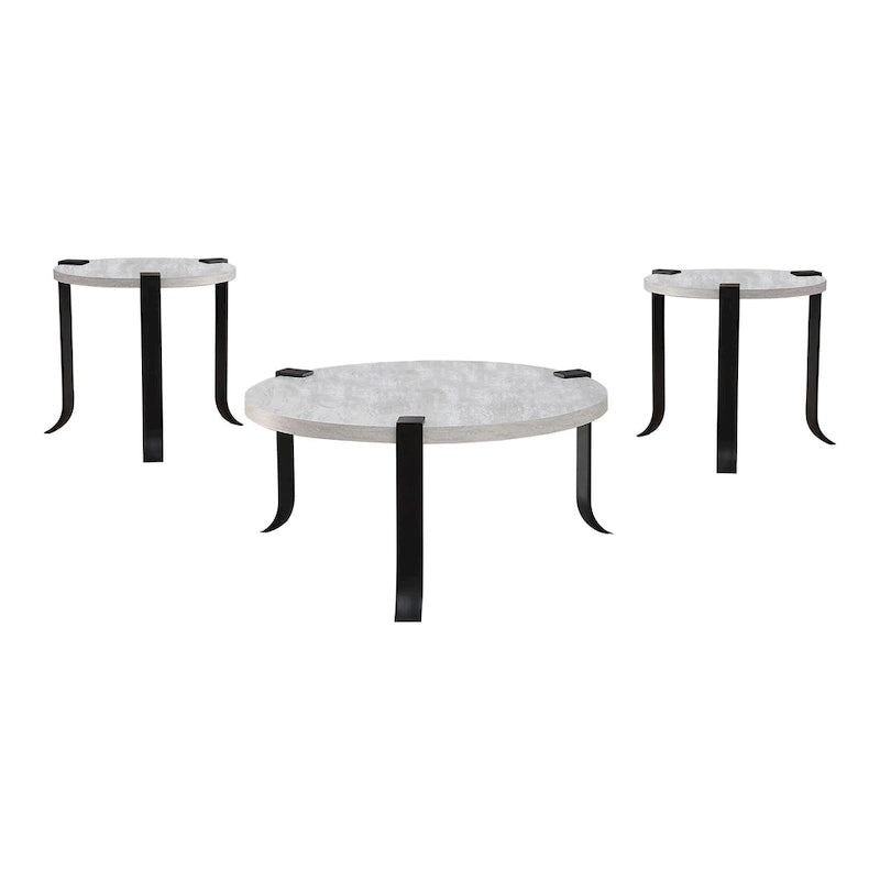 Ensemble de 3 tables basses et tables d'appoint rondes en acier de 41 pouces Moril Transitional par Furniture of America