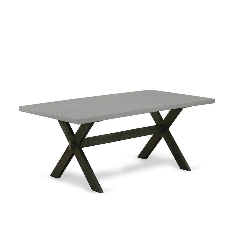 Ensemble de salle à manger East West Furniture – une table de salle à manger et des chaises Parson en cuir PU noir, brossé de fil noir. (Options de pièces)