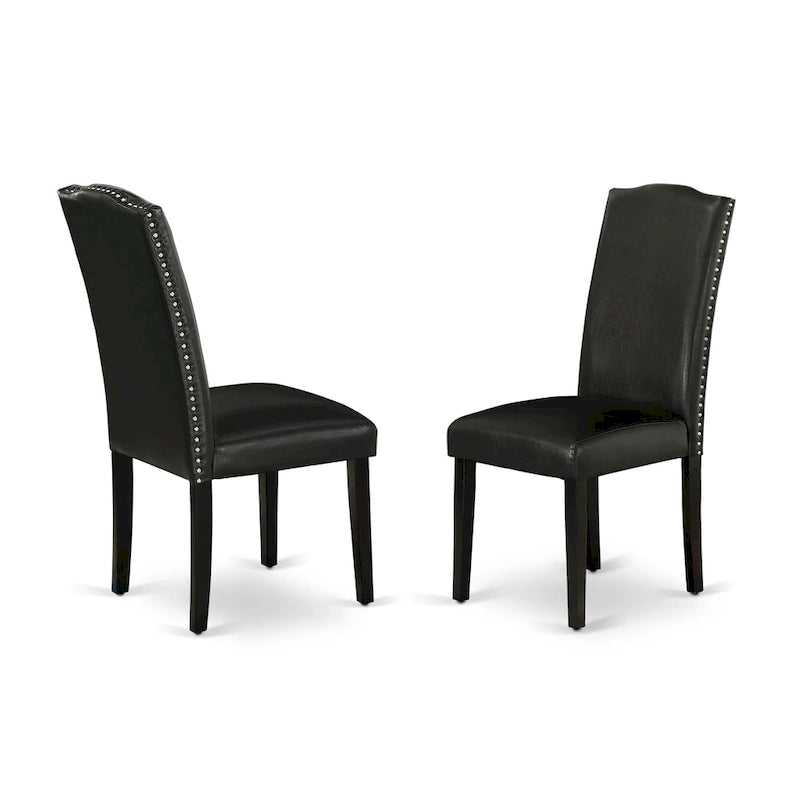 Ensemble de salle à manger East West Furniture – une table de salle à manger et des chaises Parson en cuir PU noir, brossé de fil noir. (Options de pièces)