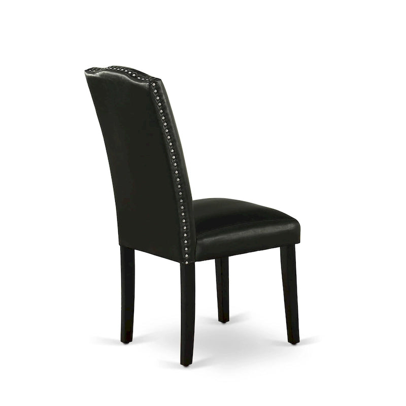 Ensemble de salle à manger East West Furniture – une table de salle à manger et des chaises Parson en cuir PU noir, brossé de fil noir. (Options de pièces)