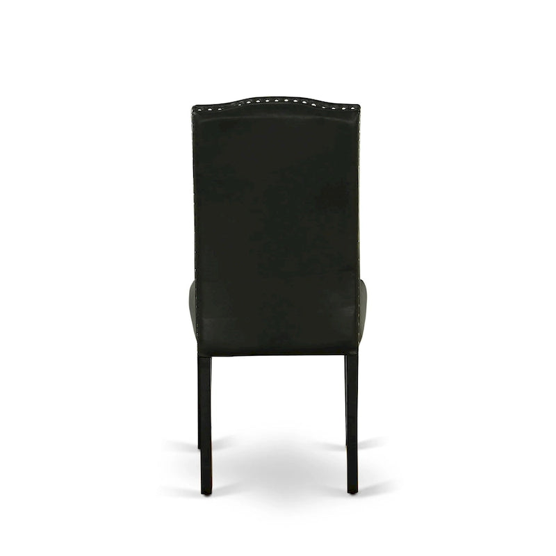 Ensemble de salle à manger East West Furniture – une table de salle à manger et des chaises Parson en cuir PU noir, brossé de fil noir. (Options de pièces)