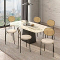 Lot de 4 chaises de salle à manger modernes Euston avec dossier en osier et assise en velours rembourré pour la maison, le bureau, le salon et la cuisine