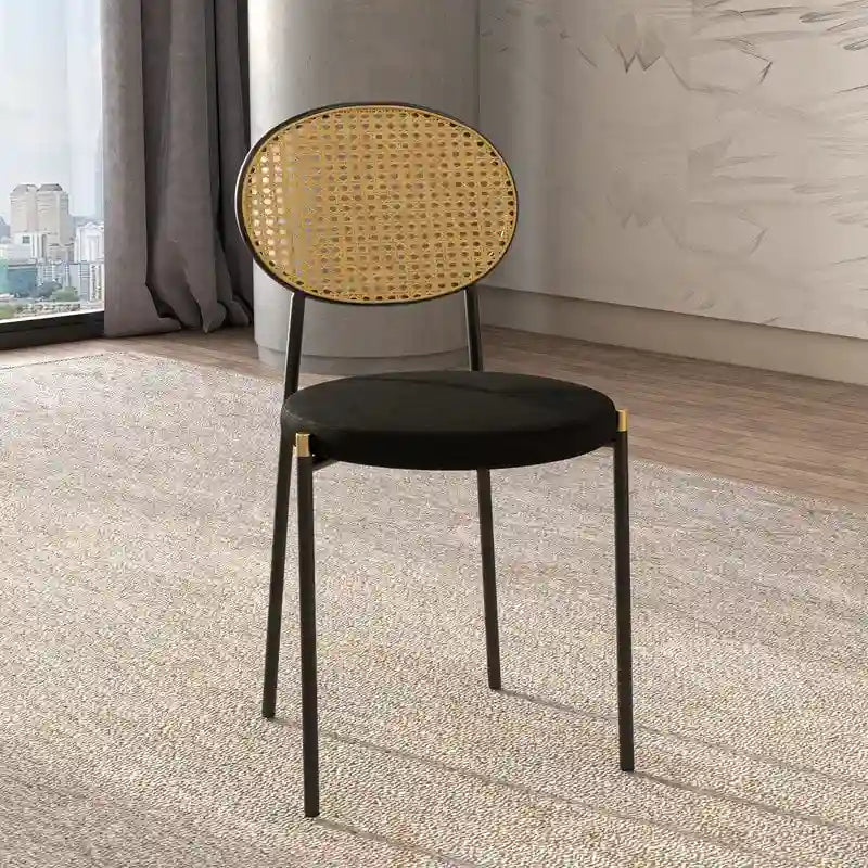 Lot de 4 chaises de salle à manger modernes Euston avec dossier en osier et assise en velours rembourré pour la maison, le bureau, le salon et la cuisine