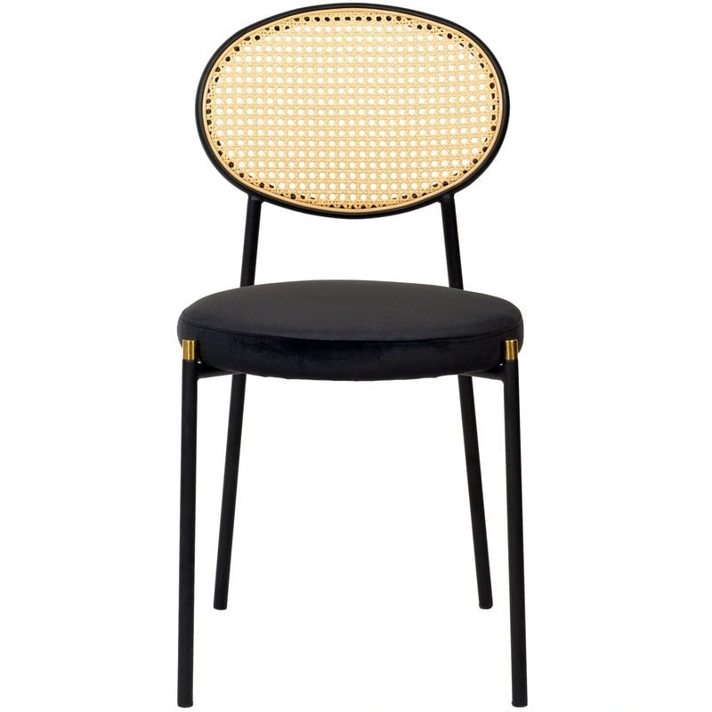 Lot de 4 chaises de salle à manger modernes Euston avec dossier en osier et assise en velours rembourré pour la maison, le bureau, le salon et la cuisine
