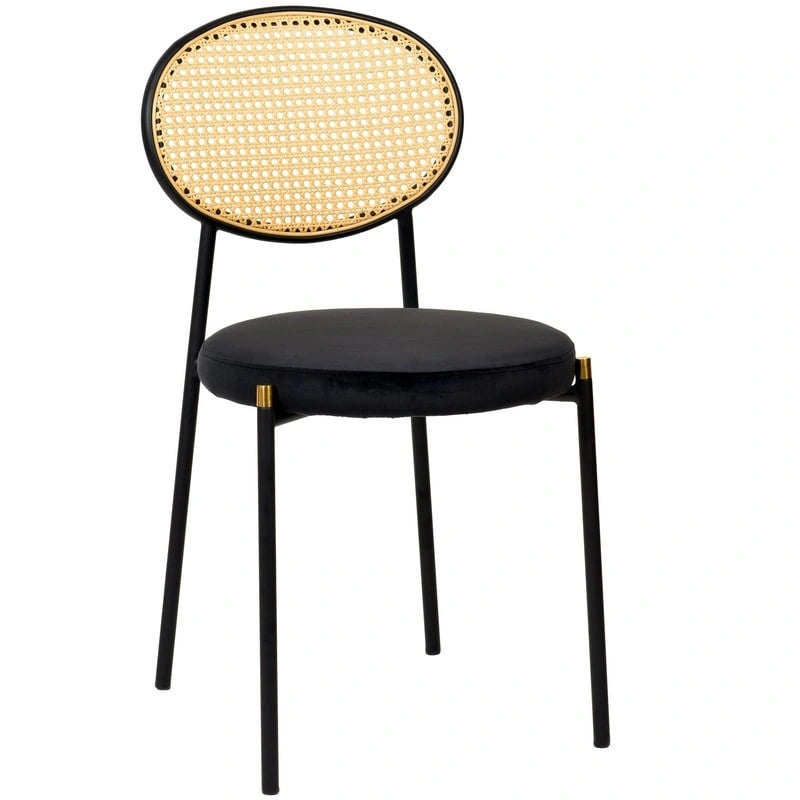 Lot de 4 chaises de salle à manger modernes Euston avec dossier en osier et assise en velours rembourré pour la maison, le bureau, le salon et la cuisine