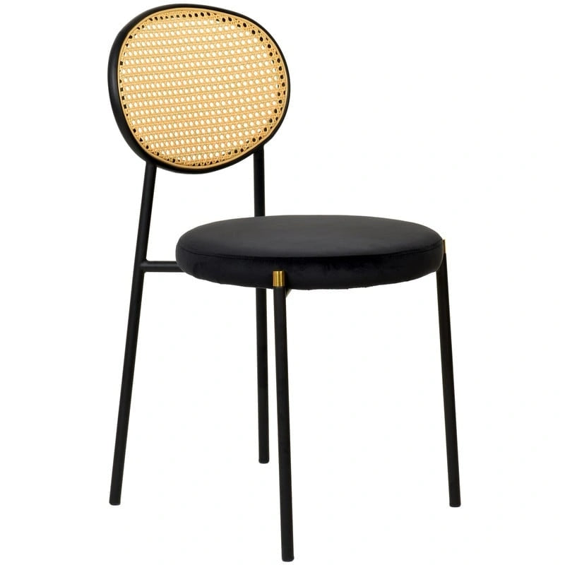 Lot de 4 chaises de salle à manger modernes Euston avec dossier en osier et assise en velours rembourré pour la maison, le bureau, le salon et la cuisine