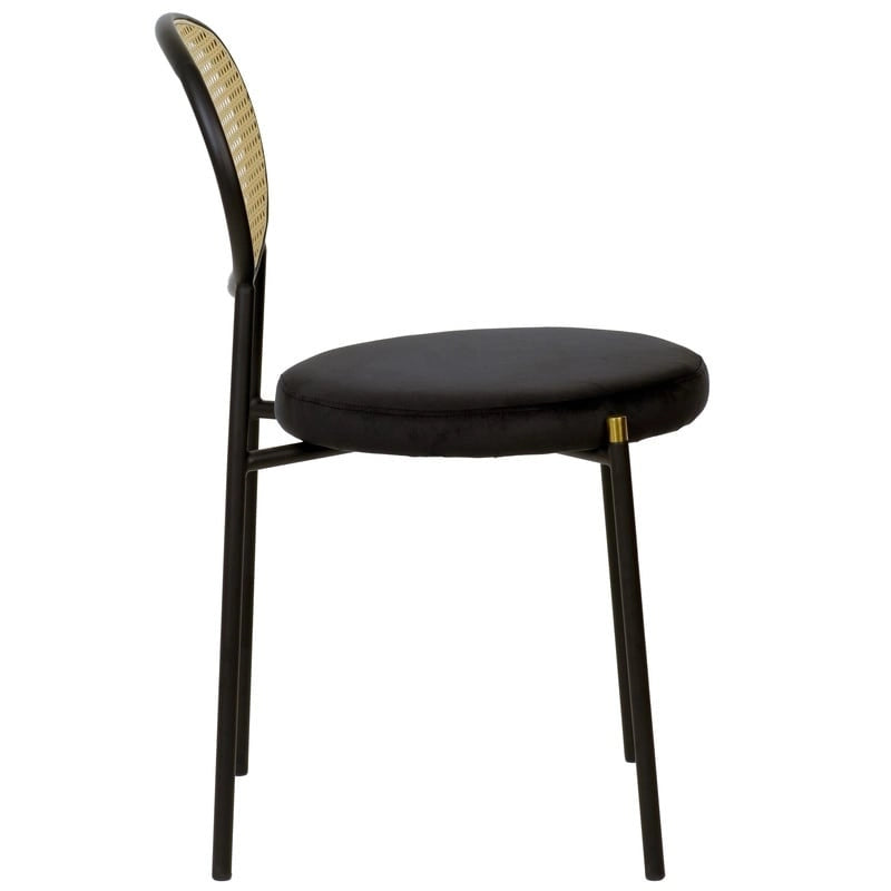 Lot de 4 chaises de salle à manger modernes Euston avec dossier en osier et assise en velours rembourré pour la maison, le bureau, le salon et la cuisine