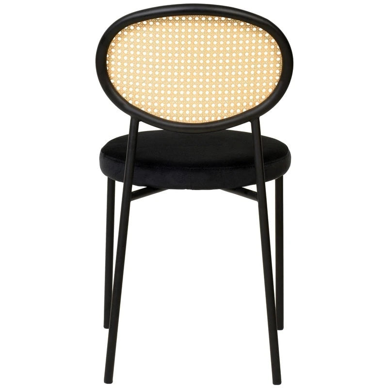 Lot de 4 chaises de salle à manger modernes Euston avec dossier en osier et assise en velours rembourré pour la maison, le bureau, le salon et la cuisine