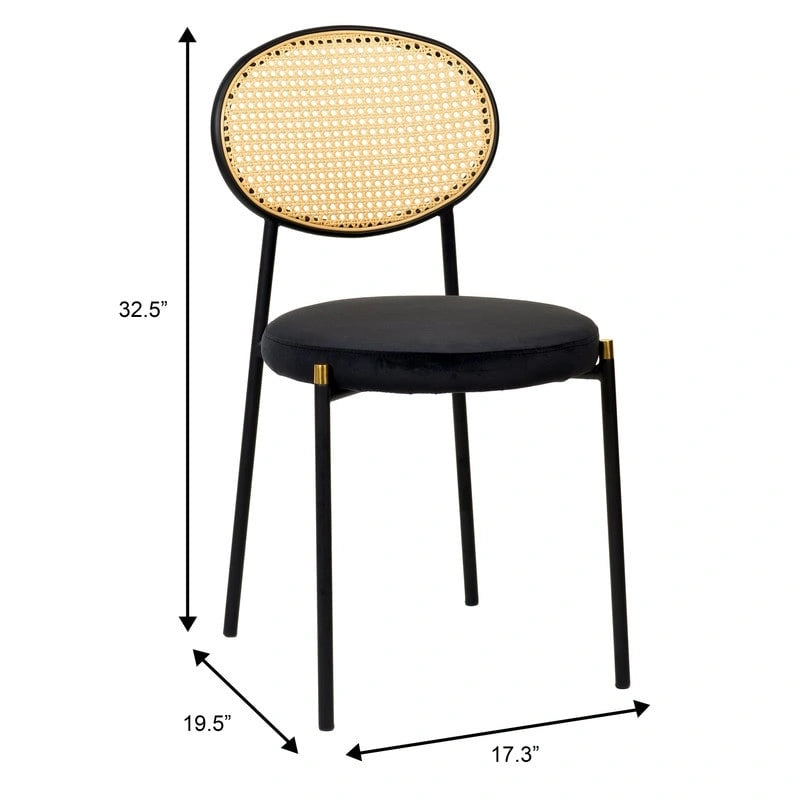 Lot de 4 chaises de salle à manger modernes Euston avec dossier en osier et assise en velours rembourré pour la maison, le bureau, le salon et la cuisine