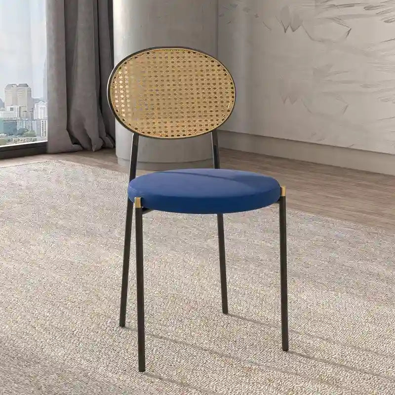 Lot de 4 chaises de salle à manger modernes Euston avec dossier en osier et assise en velours rembourré pour la maison, le bureau, le salon et la cuisine