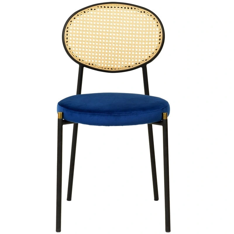 Lot de 4 chaises de salle à manger modernes Euston avec dossier en osier et assise en velours rembourré pour la maison, le bureau, le salon et la cuisine