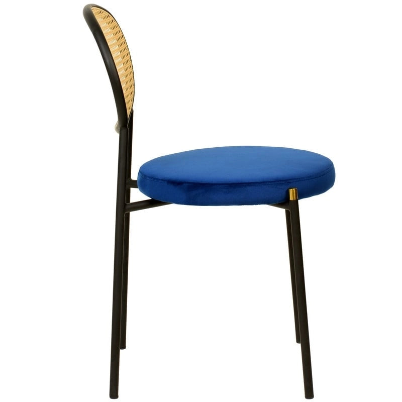 Lot de 4 chaises de salle à manger modernes Euston avec dossier en osier et assise en velours rembourré pour la maison, le bureau, le salon et la cuisine