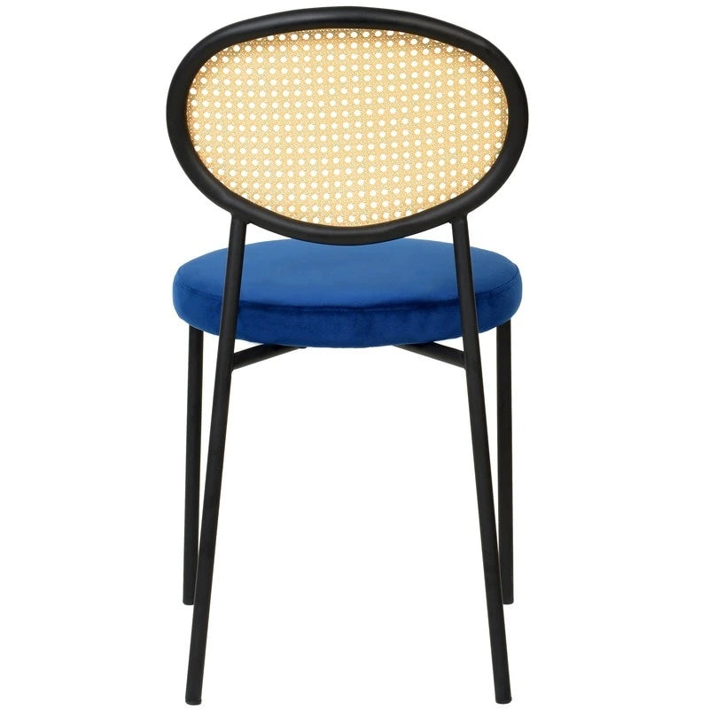 Lot de 4 chaises de salle à manger modernes Euston avec dossier en osier et assise en velours rembourré pour la maison, le bureau, le salon et la cuisine