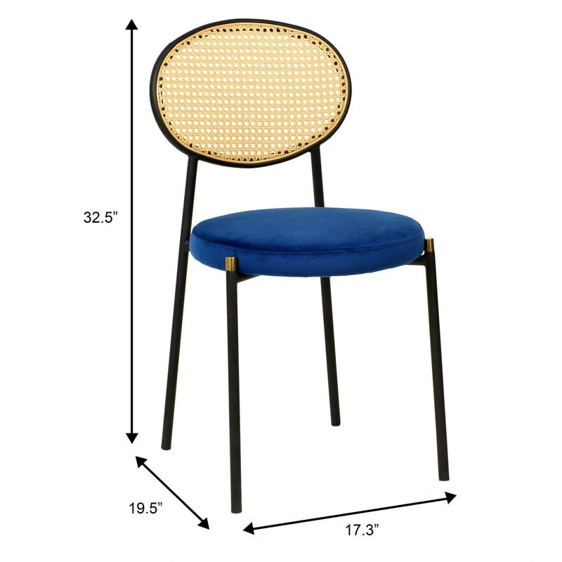 Lot de 4 chaises de salle à manger modernes Euston avec dossier en osier et assise en velours rembourré pour la maison, le bureau, le salon et la cuisine