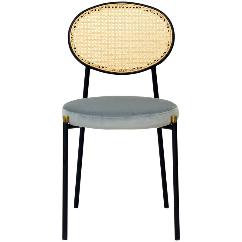 Lot de 4 chaises de salle à manger modernes Euston avec dossier en osier et assise en velours rembourré pour la maison, le bureau, le salon et la cuisine