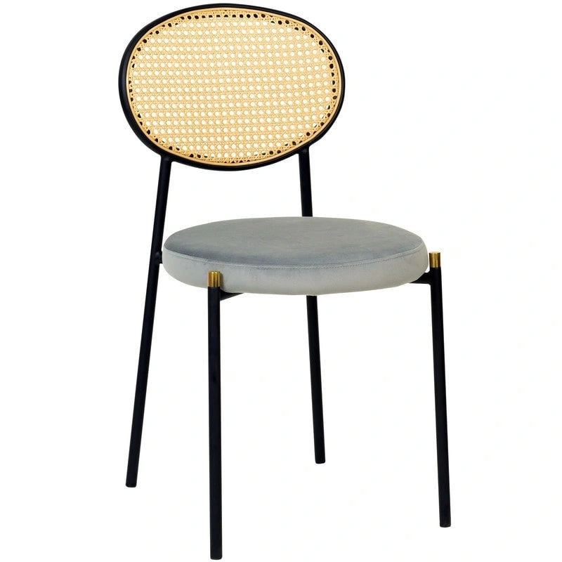 Lot de 4 chaises de salle à manger modernes Euston avec dossier en osier et assise en velours rembourré pour la maison, le bureau, le salon et la cuisine