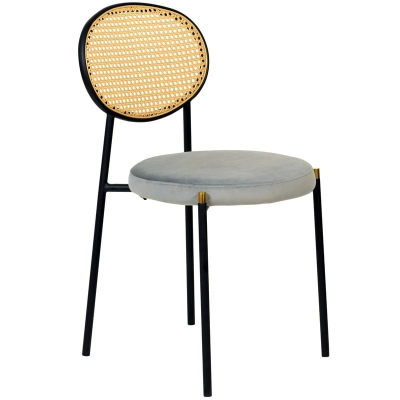 Lot de 4 chaises de salle à manger modernes Euston avec dossier en osier et assise en velours rembourré pour la maison, le bureau, le salon et la cuisine