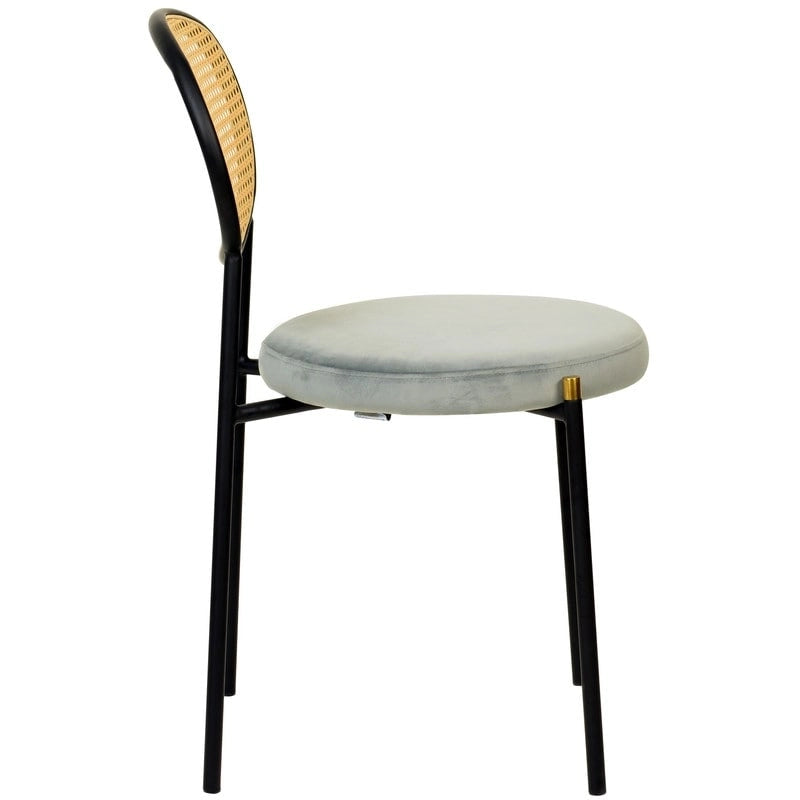 Lot de 4 chaises de salle à manger modernes Euston avec dossier en osier et assise en velours rembourré pour la maison, le bureau, le salon et la cuisine