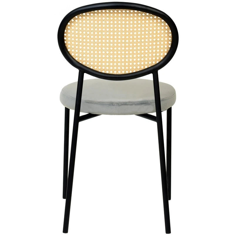 Lot de 4 chaises de salle à manger modernes Euston avec dossier en osier et assise en velours rembourré pour la maison, le bureau, le salon et la cuisine