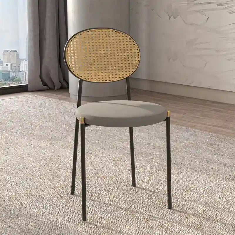 Lot de 4 chaises de salle à manger modernes Euston avec dossier en osier et assise en velours rembourré pour la maison, le bureau, le salon et la cuisine