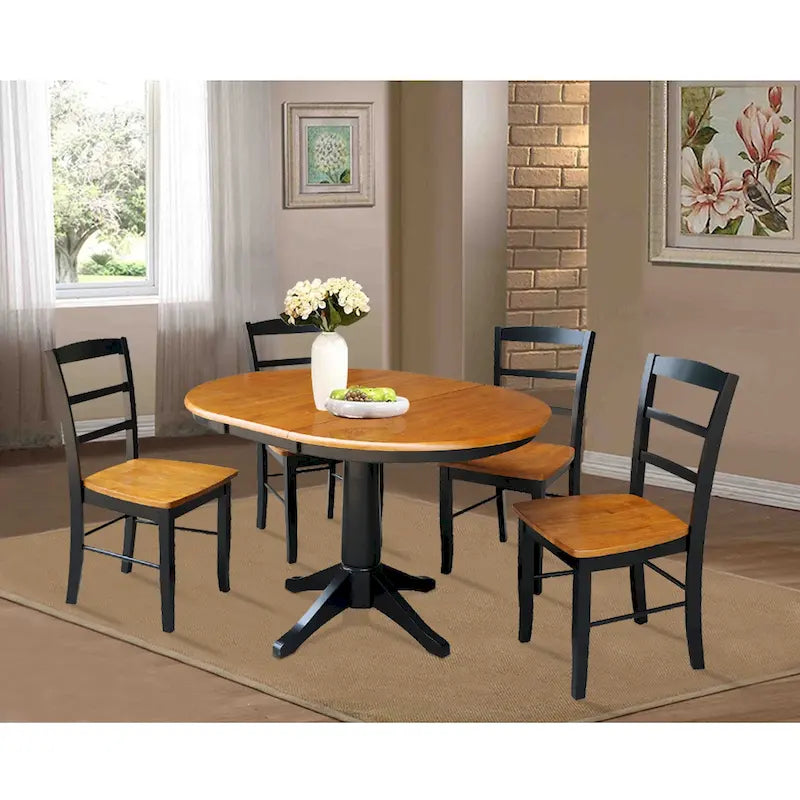 Table à manger ronde extensible 36 po avec 4 chaises Madrid