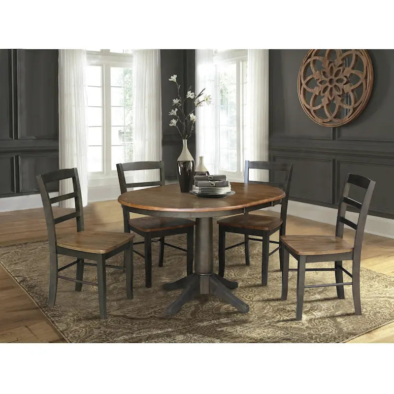 Table à manger ronde extensible 36 po avec 4 chaises Madrid