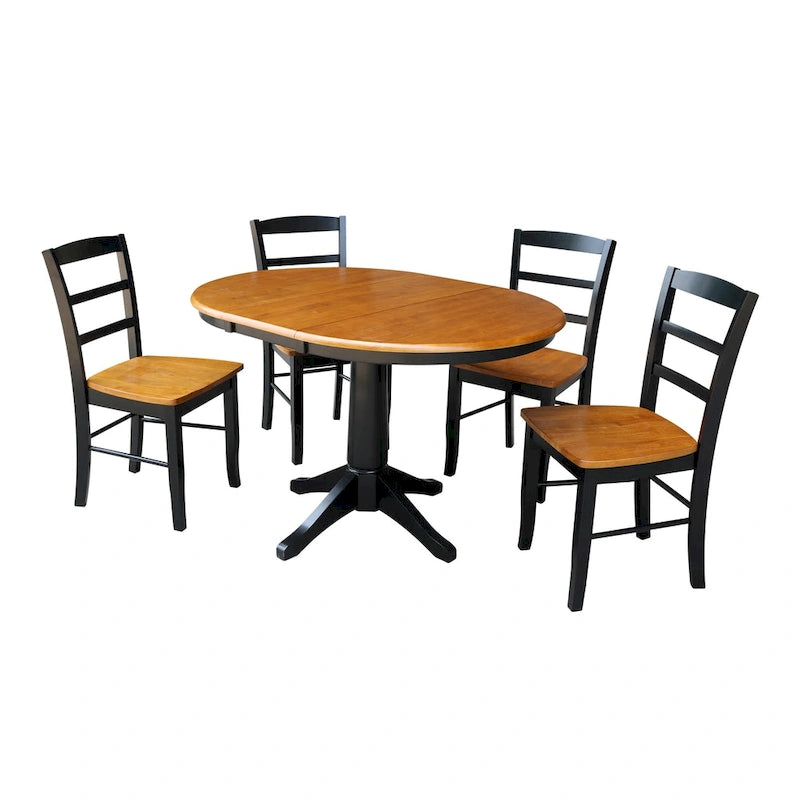 Table à manger ronde extensible 36 po avec 4 chaises Madrid