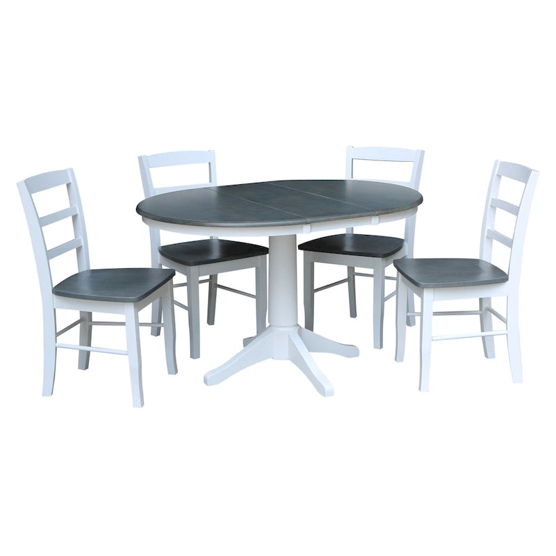 Table à manger ronde extensible 36 po avec 4 chaises Madrid