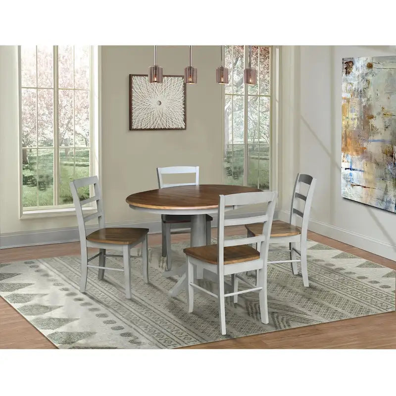 Table à manger ronde extensible 36 po avec 4 chaises Madrid