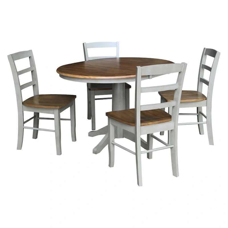Table à manger ronde extensible 36 po avec 4 chaises Madrid