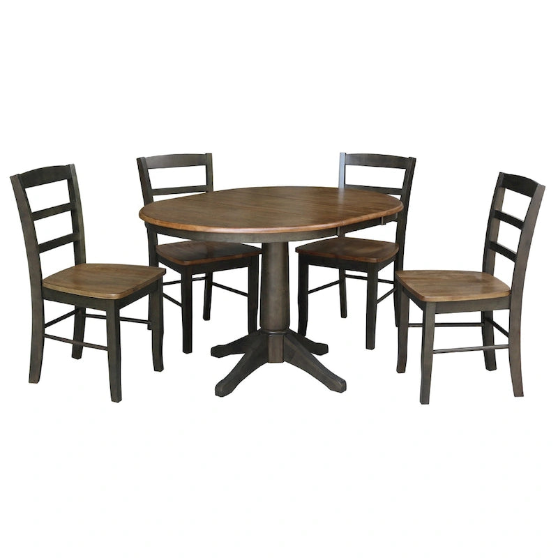 Table à manger ronde extensible 36 po avec 4 chaises Madrid