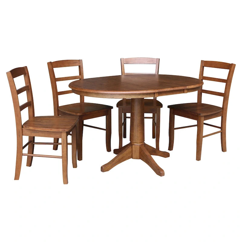 Table à manger ronde extensible 36 po avec 4 chaises Madrid
